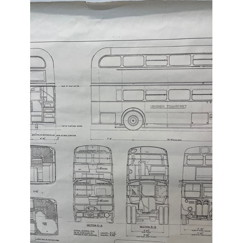 348 - Automobilia, classic London bus dyeline prints, plans and drawings. 84.5 cm x 60 cm.

This lot is av... 