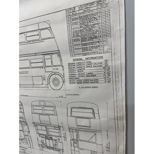 348 - Automobilia, classic London bus dyeline prints, plans and drawings. 84.5 cm x 60 cm.

This lot is av... 