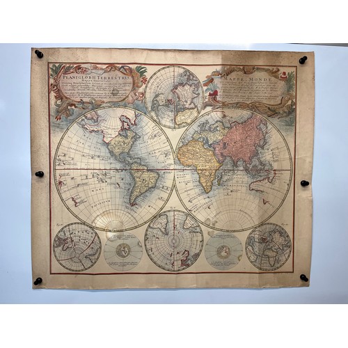 351 - A mid century printing of the Planiglobii Terrestris Mappe Monde, 73 cm wide.

This lot is available... 