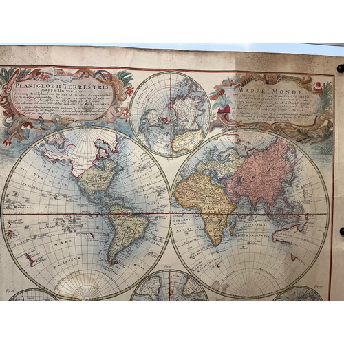 351 - A mid century printing of the Planiglobii Terrestris Mappe Monde, 73 cm wide.

This lot is available... 