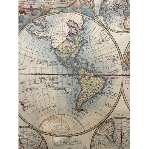 351 - A mid century printing of the Planiglobii Terrestris Mappe Monde, 73 cm wide.

This lot is available... 