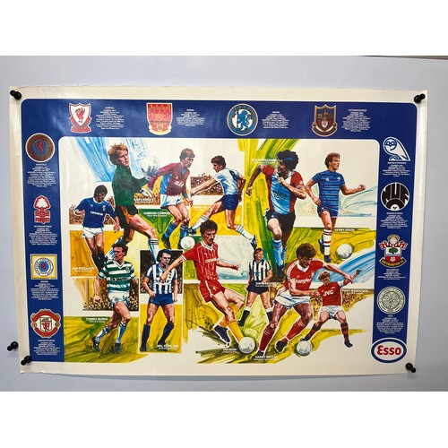 353 - Sporting ephemera, a football themed poster from the 1970’s, promotional advertising by ESSO. 60cm h... 