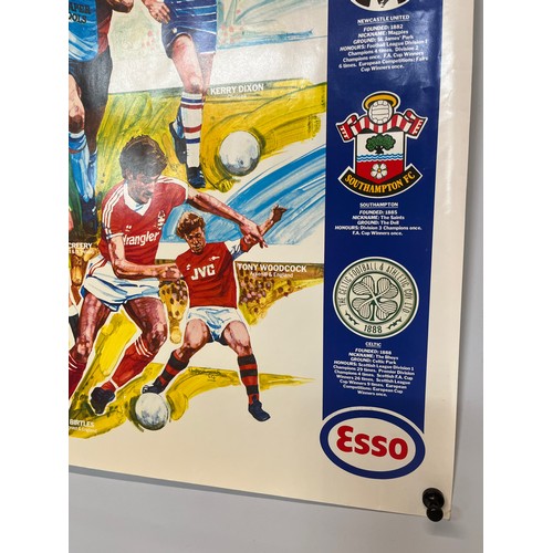 353 - Sporting ephemera, a football themed poster from the 1970’s, promotional advertising by ESSO. 60cm h... 