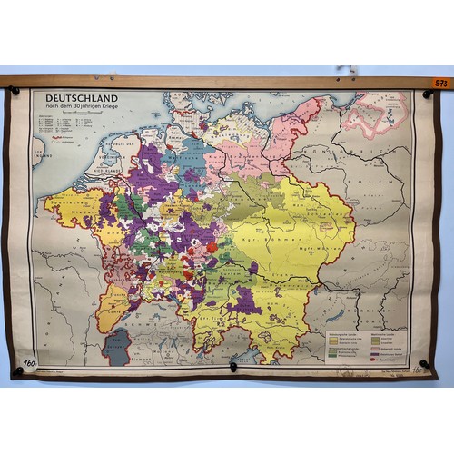 355 - Military WWII mapping interest, a wall hanging educational map of Germany, seems to include Belgium ... 