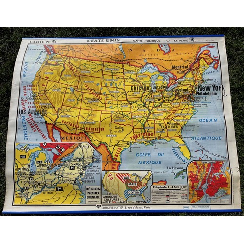 357 - Mapping interest, a wall hanging double sided educational map showing the Unitied States of America ... 