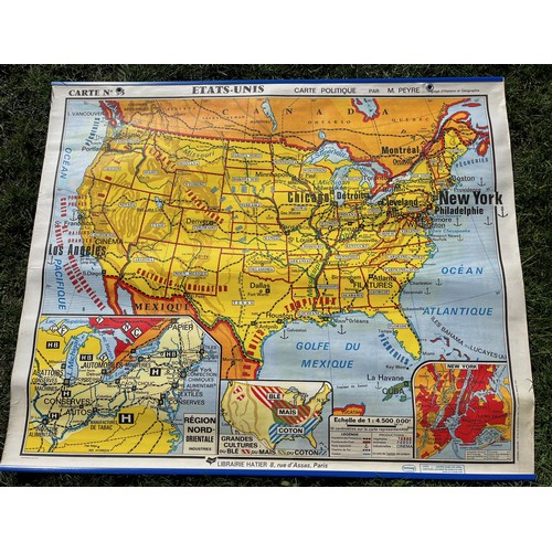 357 - Mapping interest, a wall hanging double sided educational map showing the Unitied States of America ... 