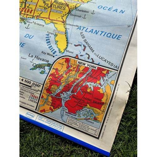 357 - Mapping interest, a wall hanging double sided educational map showing the Unitied States of America ... 