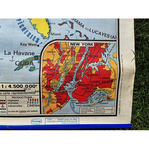 357 - Mapping interest, a wall hanging double sided educational map showing the Unitied States of America ... 