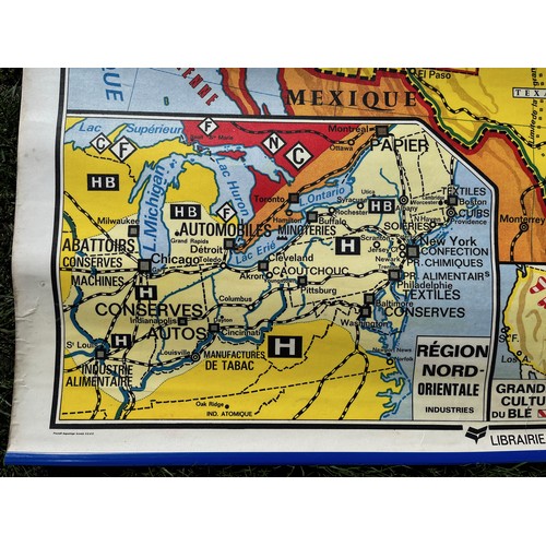 357 - Mapping interest, a wall hanging double sided educational map showing the Unitied States of America ... 