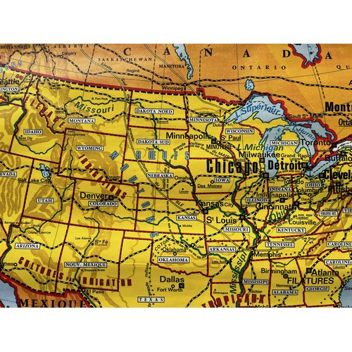 357 - Mapping interest, a wall hanging double sided educational map showing the Unitied States of America ... 