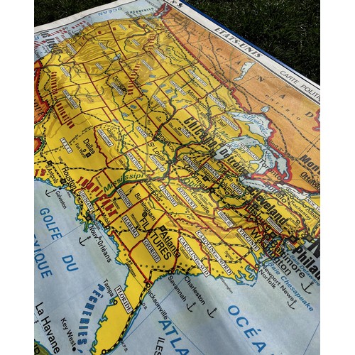 357 - Mapping interest, a wall hanging double sided educational map showing the Unitied States of America ... 