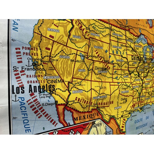 357 - Mapping interest, a wall hanging double sided educational map showing the Unitied States of America ... 