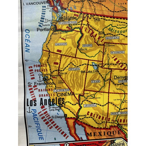 357 - Mapping interest, a wall hanging double sided educational map showing the Unitied States of America ... 