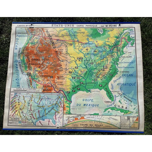 357 - Mapping interest, a wall hanging double sided educational map showing the Unitied States of America ... 