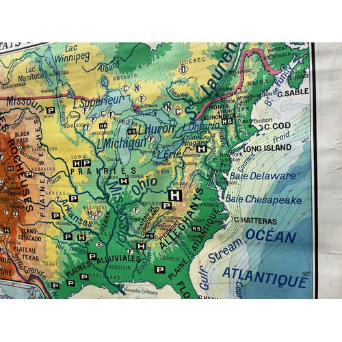 357 - Mapping interest, a wall hanging double sided educational map showing the Unitied States of America ... 