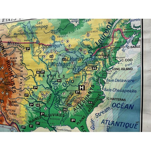 357 - Mapping interest, a wall hanging double sided educational map showing the Unitied States of America ... 