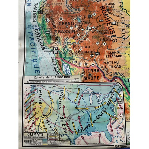 357 - Mapping interest, a wall hanging double sided educational map showing the Unitied States of America ... 