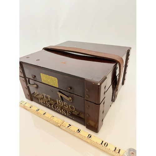 366 - Militaria, scientific, navigational, instrument an azimuth case, 9 inches x 9 inches x 5 inches high... 