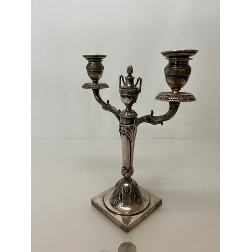 370 - Two branch candelabra of classical design, 11 inches high.

This lot is available for in-house shipp... 