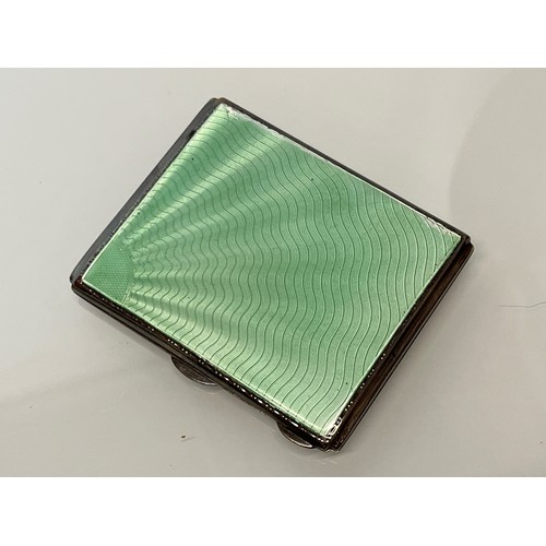 175 - Art Deco silver cigarette case with engine turned enamelled decoration and an English hallmark for C... 