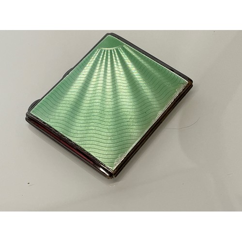 175 - Art Deco silver cigarette case with engine turned enamelled decoration and an English hallmark for C... 