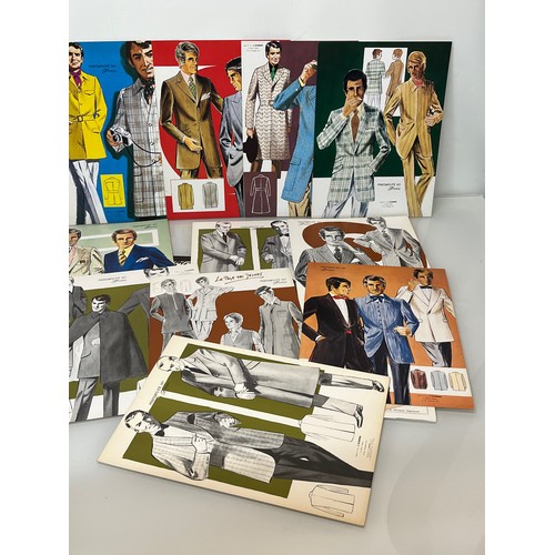 344 - Large folio of vintage men’s clothing, 1970’s Fashion, an illustrated manufacturers design catalogue... 