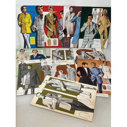 344 - Large folio of vintage men’s clothing, 1970’s Fashion, an illustrated manufacturers design catalogue... 