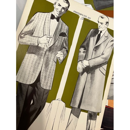 344 - Large folio of vintage men’s clothing, 1970’s Fashion, an illustrated manufacturers design catalogue... 