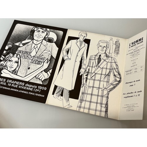 344 - Large folio of vintage men’s clothing, 1970’s Fashion, an illustrated manufacturers design catalogue... 