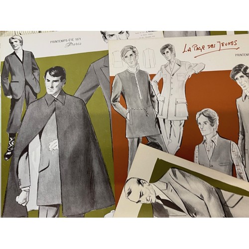 344 - Large folio of vintage men’s clothing, 1970’s Fashion, an illustrated manufacturers design catalogue... 