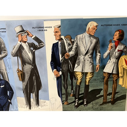 348 - Large folio of illustrations shown seasonal design for vintage men’s and women’s clothing, 1960’s Fa... 