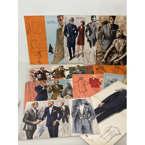 349 - Large folio of vintage men’s and women’s clothing, 1960’s Fashion, an illustrated manufacturers desi... 