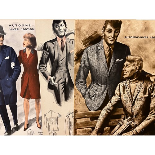 349 - Large folio of vintage men’s and women’s clothing, 1960’s Fashion, an illustrated manufacturers desi... 