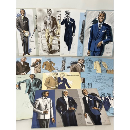 350 - Large folio of colour illusration showing seasonal designs for men’s clothing, 1960’s Vintage Fashio... 