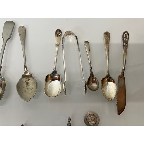 151 - Collection of silver and other teaspoons and cutlery etc.

This lot is available for in-house shippi... 