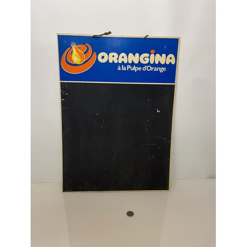 395 - Vintage mid century advertising sign, Orangina branded chalk board from a shop or restaurant. 65 cm ... 