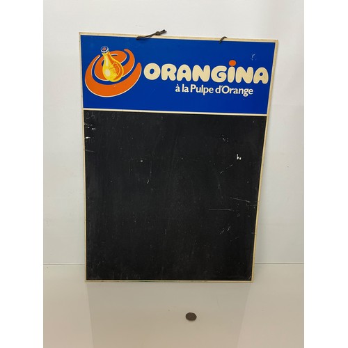 395 - Vintage mid century advertising sign, Orangina branded chalk board from a shop or restaurant. 65 cm ... 