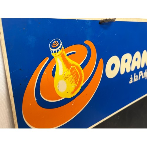 395 - Vintage mid century advertising sign, Orangina branded chalk board from a shop or restaurant. 65 cm ... 