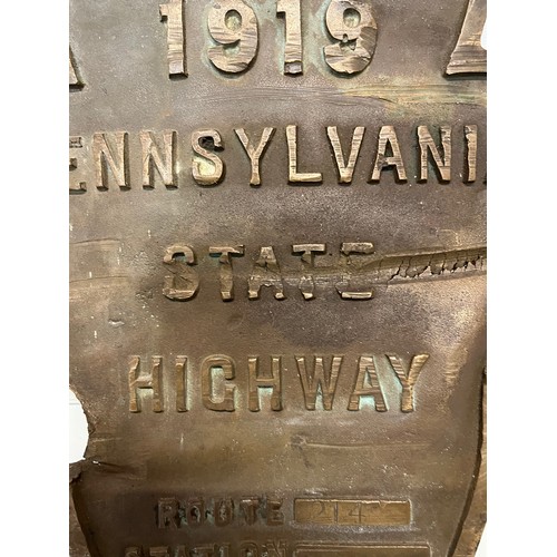 400 - Automobilia, Garage Signs, mancave decoration, Americana, a large cast bronze Pennsylvanian State Hi... 