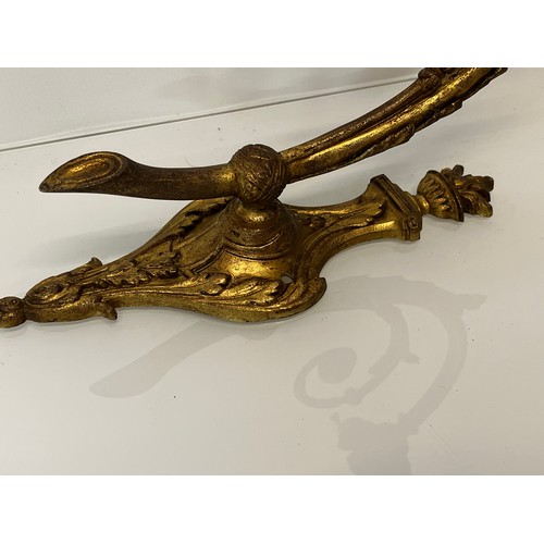 167 - Decorative lighting, a pair of gilded cast brass wall lights, with nicely detailed classical designs... 