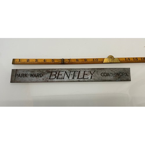 169 - Automobilia, a Park Ward Coachwork sign for a Bentley motor car. 16 inches long.

This lot is availa... 