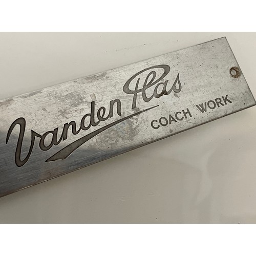 170 - Automobilia, a Vanden Plas Coach Works sign for a Bentley motor car. 15 ½ inches long.

This lot is ... 