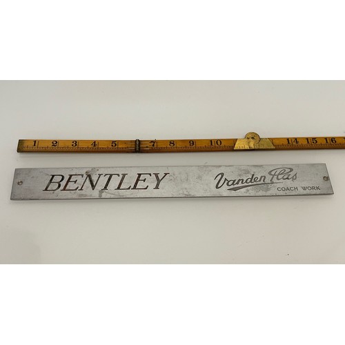 170 - Automobilia, a Vanden Plas Coach Works sign for a Bentley motor car. 15 ½ inches long.

This lot is ... 