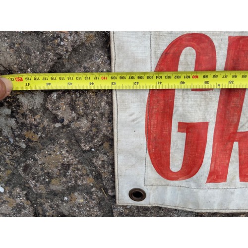 178 - A haulage company warning sign hand painted on canvas sheeting, to use when travelling through Franc... 