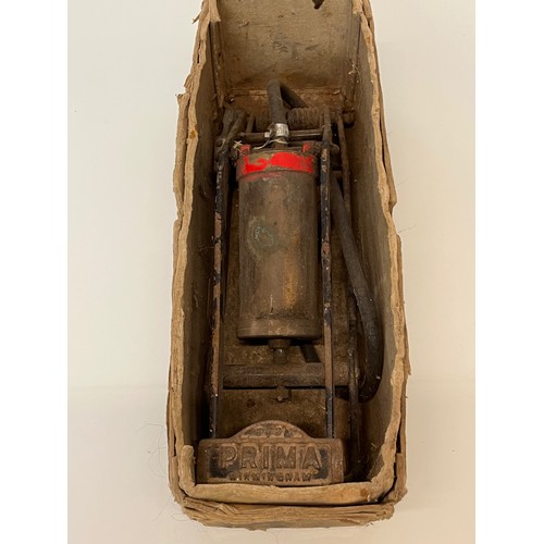 184 - Automobilia, garage workshop tools, a brass bodied foot pump.

This lot is available for in-house sh... 