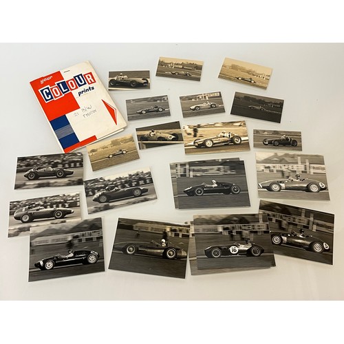 185 - Automobilia, a collection of period 1960’s motor racing photographs Lotus Ferrari BRM etc, 19 in all... 