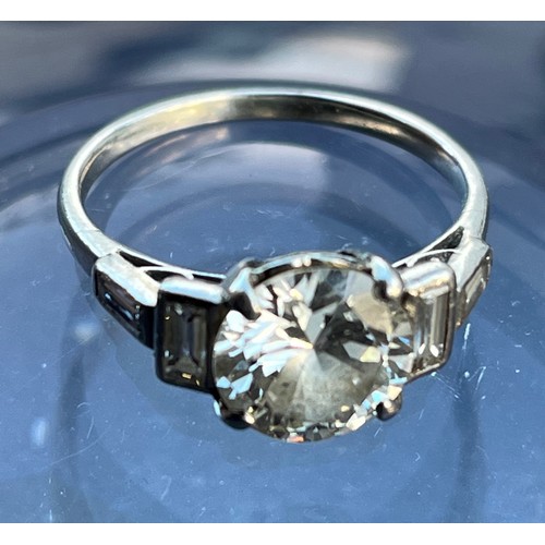 358 - Art Deco Solitaire Diamond ring, on a platinum mounting, the central stone is 8.75 mm diameter and h... 