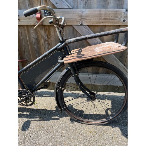 3 - Pre-war vintage trade bike, old butchers bike with an unwritten signboard.

This lot is collection o... 