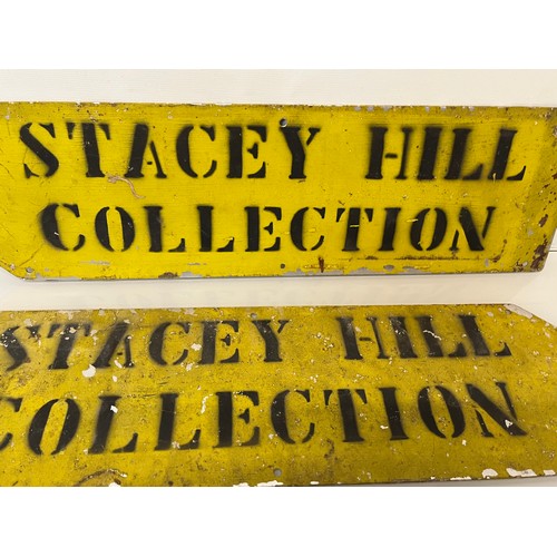 16 - Vintage road signs directing to Stacey Hill Collection. Each 50 cm long.

This lot is available for ... 