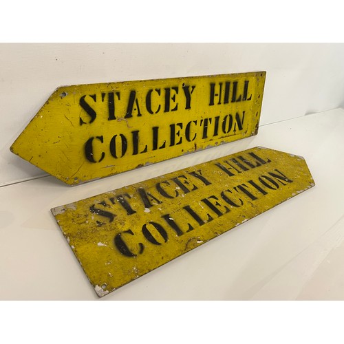 16 - Vintage road signs directing to Stacey Hill Collection. Each 50 cm long.

This lot is available for ... 